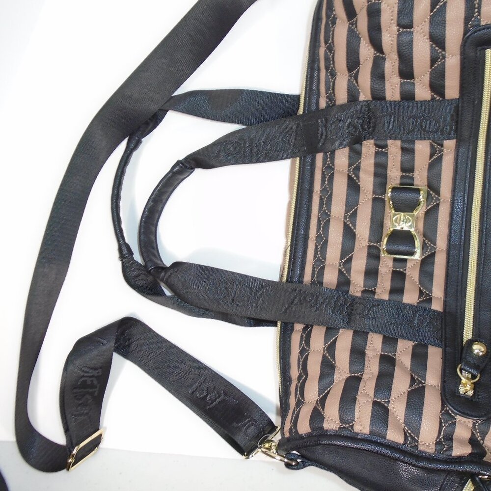 Betsey Johnson Quilted Hearts Travel Weekender Tote Bag Striped Jumbo Carry-on - Picture 8 of 13